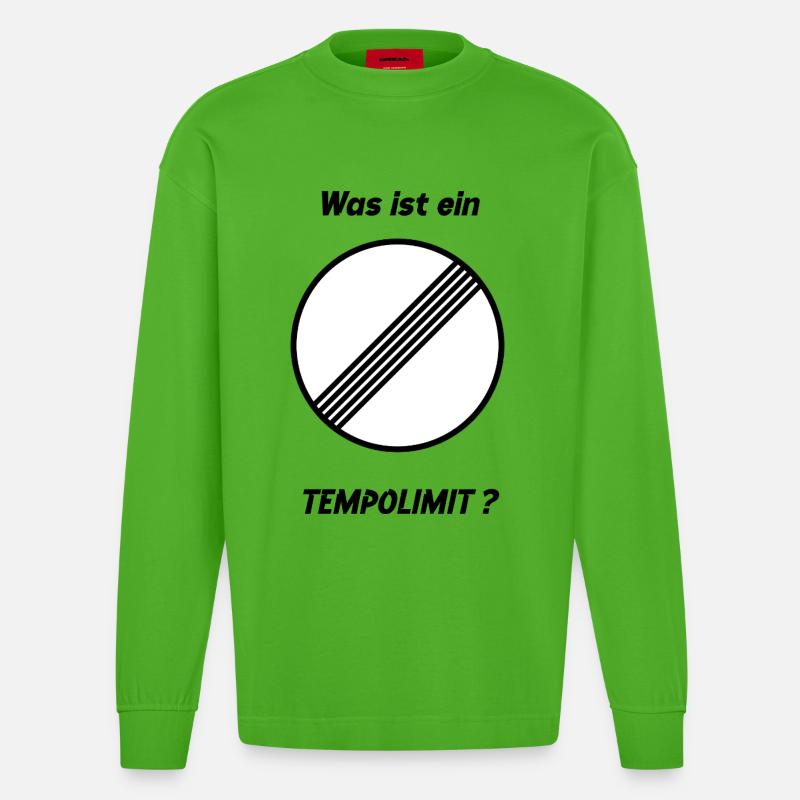 Was ist ein Tempolimit? - Heavyweight Oversized Organic Langarmshirt Made in EU - Apple Neon