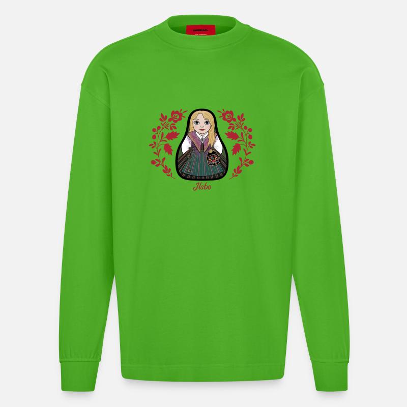 Ilsbostinta mit Blumen. - Heavyweight Oversized Organic Langarmshirt Made in EU - Apple Neon