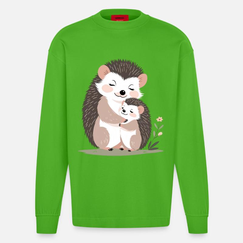 Amitié de hérisson câlin - Manches longues bio épais oversize fabriqué en UE - Apple Neon