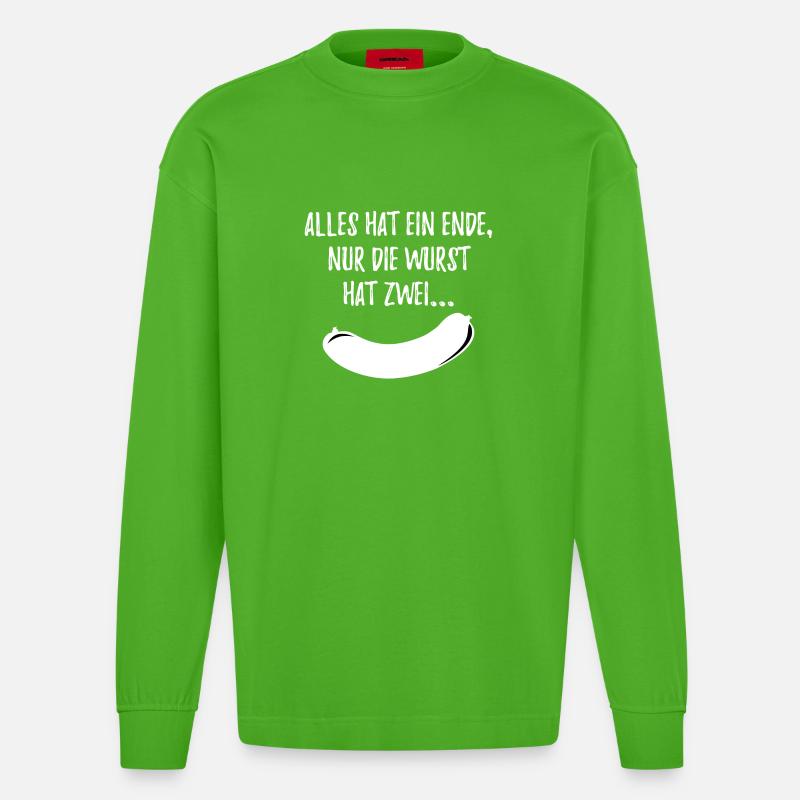 Alles Wurst weis - Heavyweight Oversized Organic Langarmshirt Made in EU - Apple Neon
