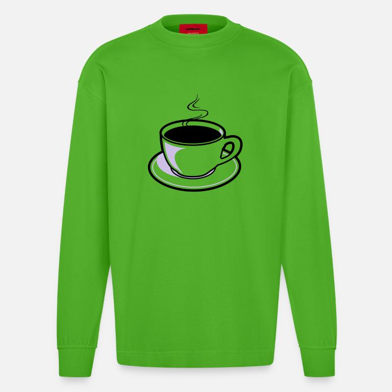 Kaffee, Tasse, Koffein - Heavyweight Oversized Organic Langarmshirt Made in EU - Apple Neon