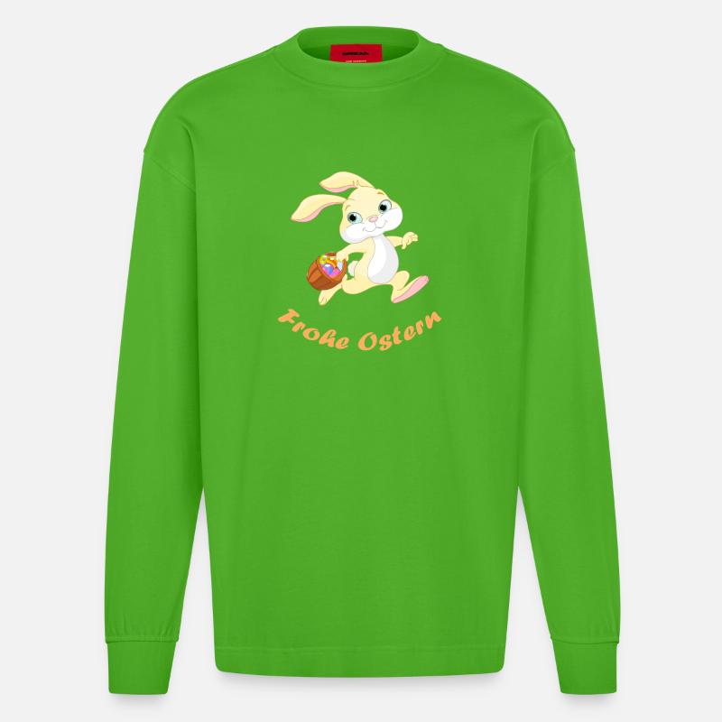 Ostern - Heavyweight Oversized Organic Langarmshirt Made in EU - Apple Neon