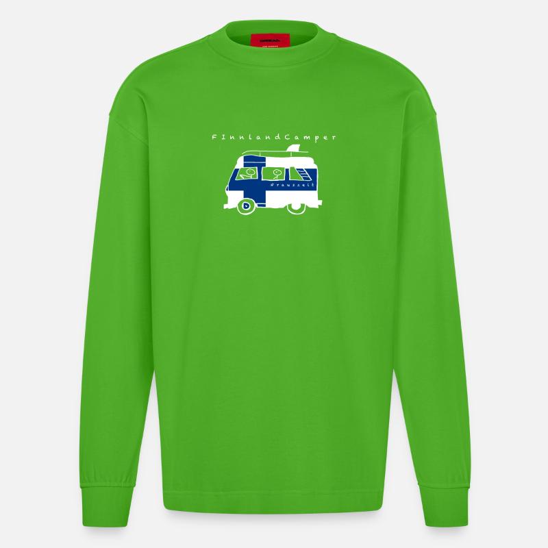 Finnland Camper - Heavyweight Oversized Organic Langarmshirt Made in EU - Apple Neon