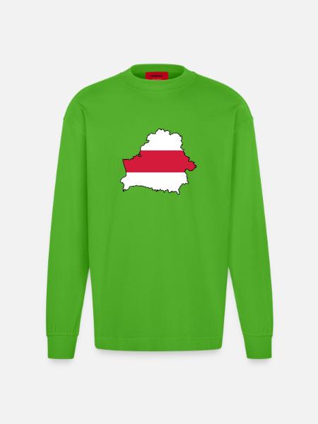 Silhouette of Belarus - Heavyweight Oversized Organic Longsleeve Shirt Made in EU - Apple Neon