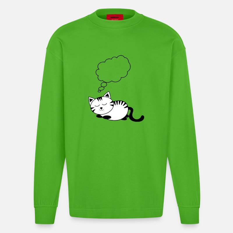 Katze KätzchenTier Comic personalisierbar Geschenk - Heavyweight Oversized Organic Langarmshirt Made in EU - Apple Neon