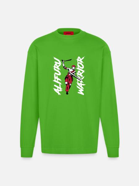 Alifuru Warrior Man - Heavyweight Oversized Organic Longsleeve Shirt Made in EU - Apple Neon