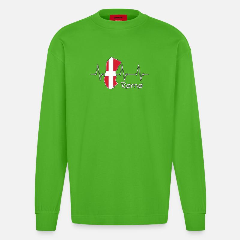 Rømø Römö Dänemark Denmark Insel Design - Heavyweight Oversized Organic Langarmshirt Made in EU - Apple Neon