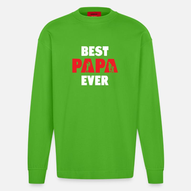 Bester Papa aller Zeiten - Heavyweight Oversized Organic Langarmshirt Made in EU - Apple Neon