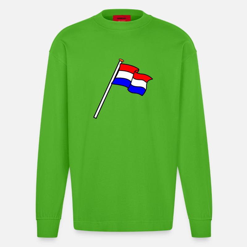 Drapeau Pays-Bas Drapeaux NL - Manches longues bio épais oversize fabriqué en UE - Apple Neon