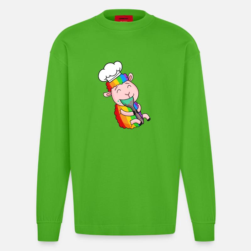 Cuisinier de mouton mignon - Manches longues bio épais oversize fabriqué en UE - Apple Neon