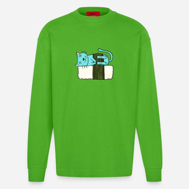 Sushi Chat - Manches longues bio épais oversize fabriqué en UE - Apple Neon