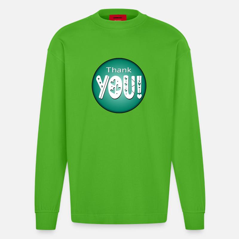 Danke - DANKBAR DANKE - BEZIEHUNG - Heavyweight Oversized Organic Langarmshirt Made in EU - Apple Neon