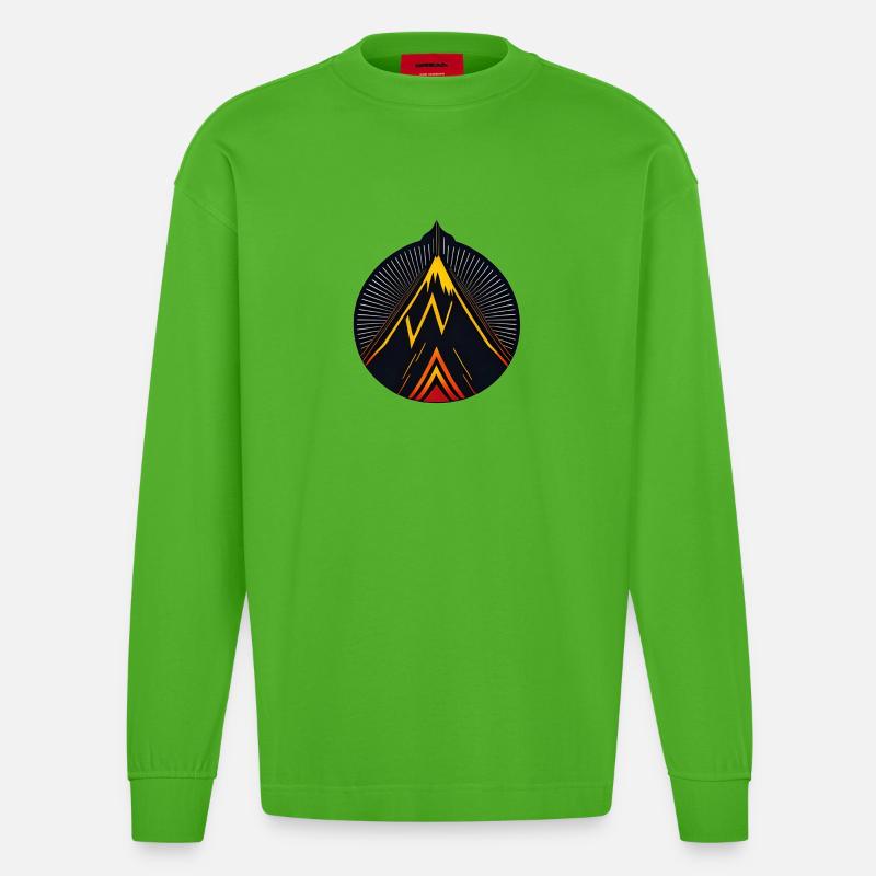 Vulkan logo - Heavyweight Oversized Organic Langarmshirt Made in EU - Apple Neon