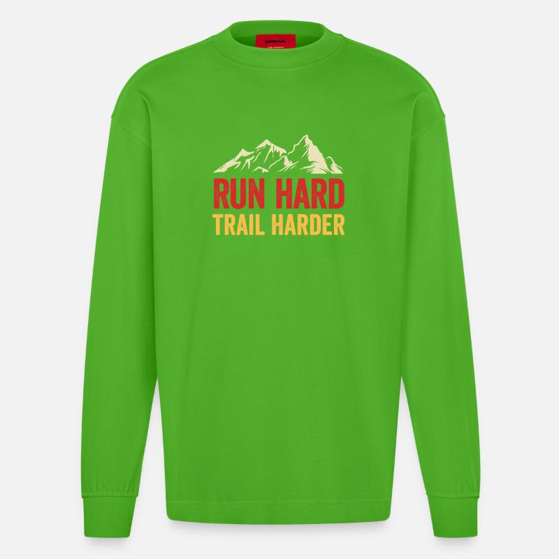 Laufen Sie hart. Härterer Trail. - Heavyweight Oversized Organic Langarmshirt Made in EU - Apple Neon