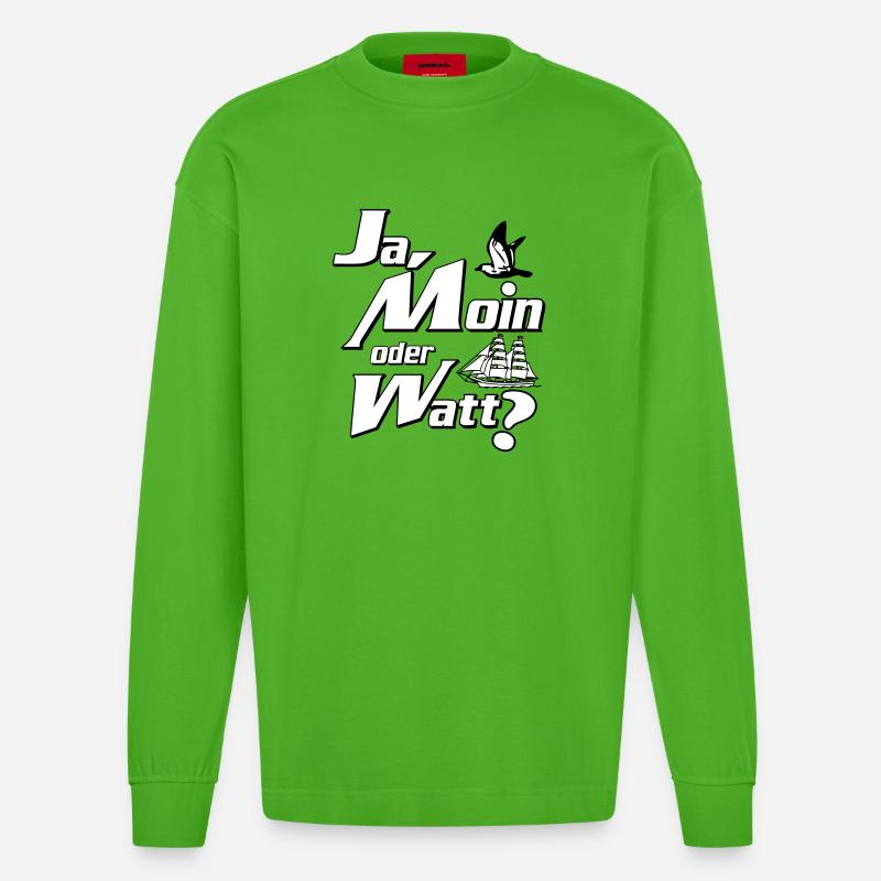 Ja Moin oder Watt? - Heavyweight Oversized Organic Langarmshirt Made in EU - Apple Neon