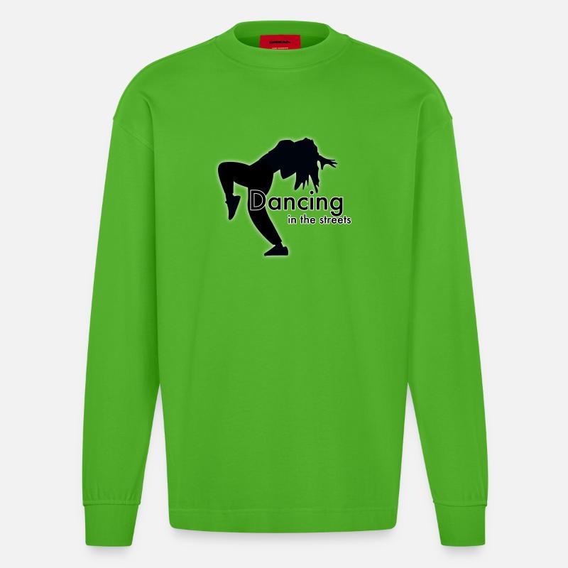 Dancing in the Streets - Heavyweight Oversized Organic Langarmshirt Made in EU - Apple Neon