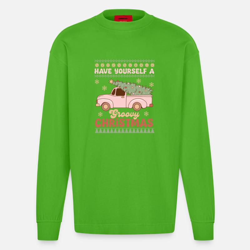 Pull de Noël moche - Manches longues bio épais oversize fabriqué en UE - Apple Neon