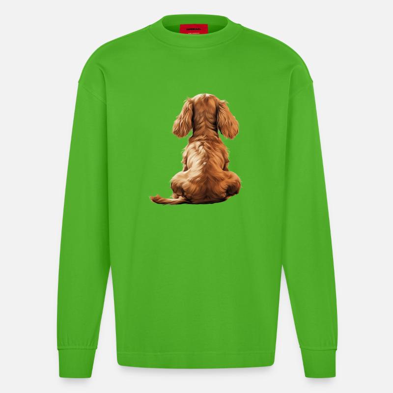 Cocker Spaniel - Heavyweight Oversized Organic Langarmshirt Made in EU - Apple Neon