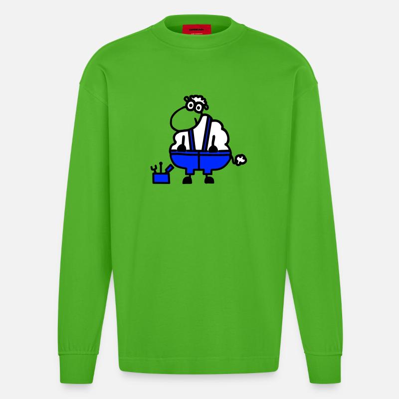 Handwerkerschaf, Held der Arbeit - Heavyweight Oversized Organic Langarmshirt Made in EU - Apple Neon