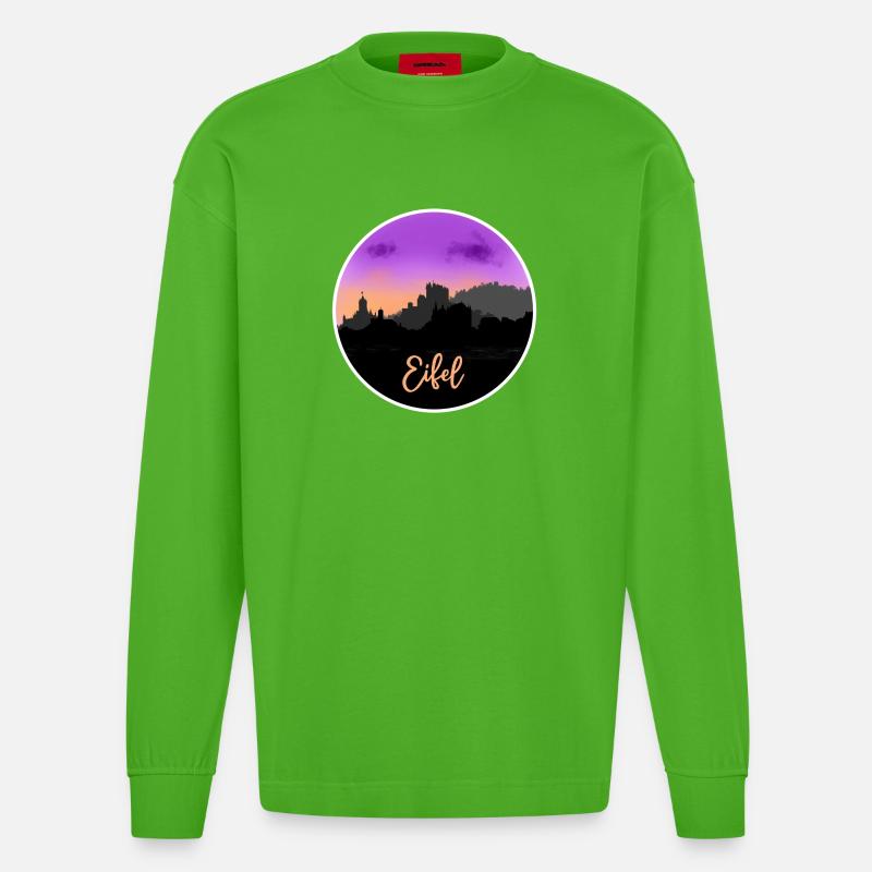 Eifel Fineline Skyline - Heavyweight Oversized Organic Langarmshirt Made in EU - Apple Neon
