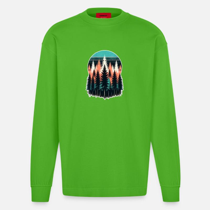 Waldlicht Abendrot - Heavyweight Oversized Organic Langarmshirt Made in EU - Apple Neon