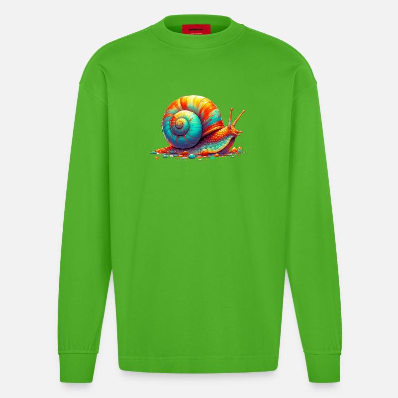 Schnecke - Heavyweight Oversized Organic Langarmshirt Made in EU - Apple Neon