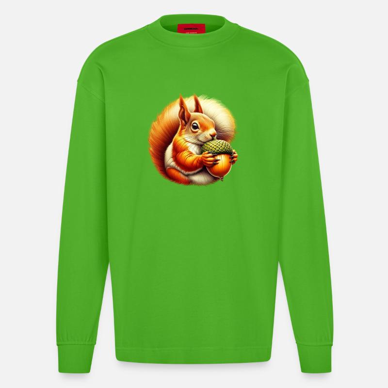 Eichhörnchen - Heavyweight Oversized Organic Langarmshirt Made in EU - Apple Neon