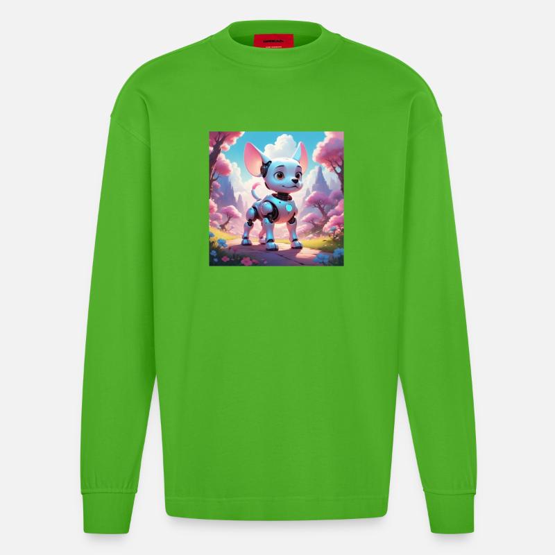 Robodog - Heavyweight Oversized Organic Langarmshirt Made in EU - Apple Neon
