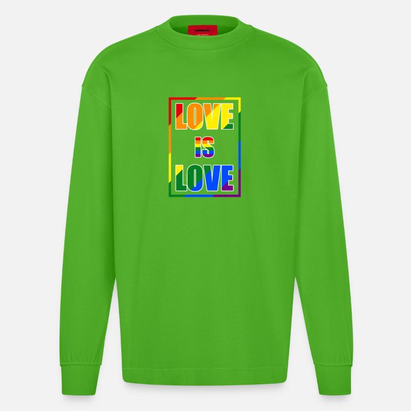 Déclaration de fierté amoureuse - Manches longues bio épais oversize fabriqué en UE - Apple Neon