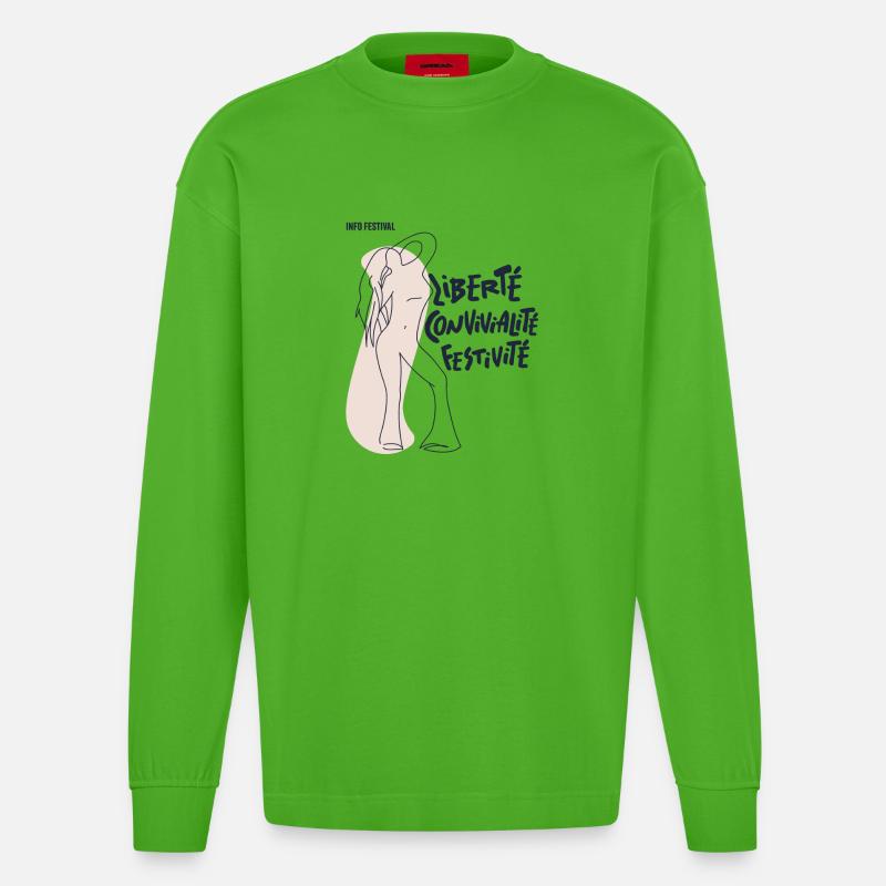 Fühl dich frei Mädchen - Heavyweight Oversized Organic Langarmshirt Made in EU - Apple Neon