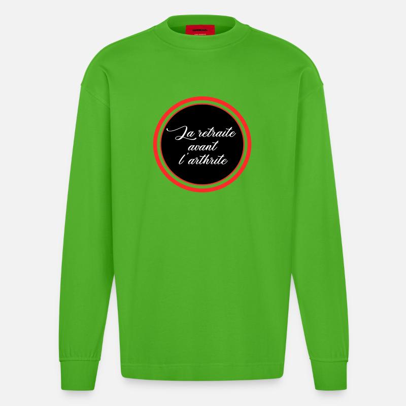 Ruhestand vor Arthritis - Heavyweight Oversized Organic Langarmshirt Made in EU - Apple Neon
