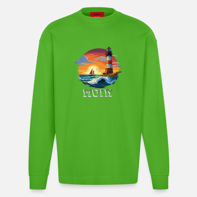 Moin Leuchtturm - Heavyweight Oversized Organic Langarmshirt Made in EU - Apple Neon