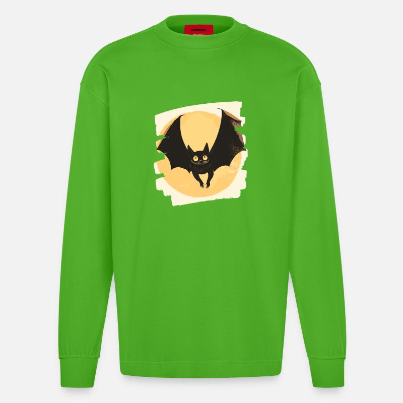 Fledermaus Retro - Heavyweight Oversized Organic Langarmshirt Made in EU - Apple Neon