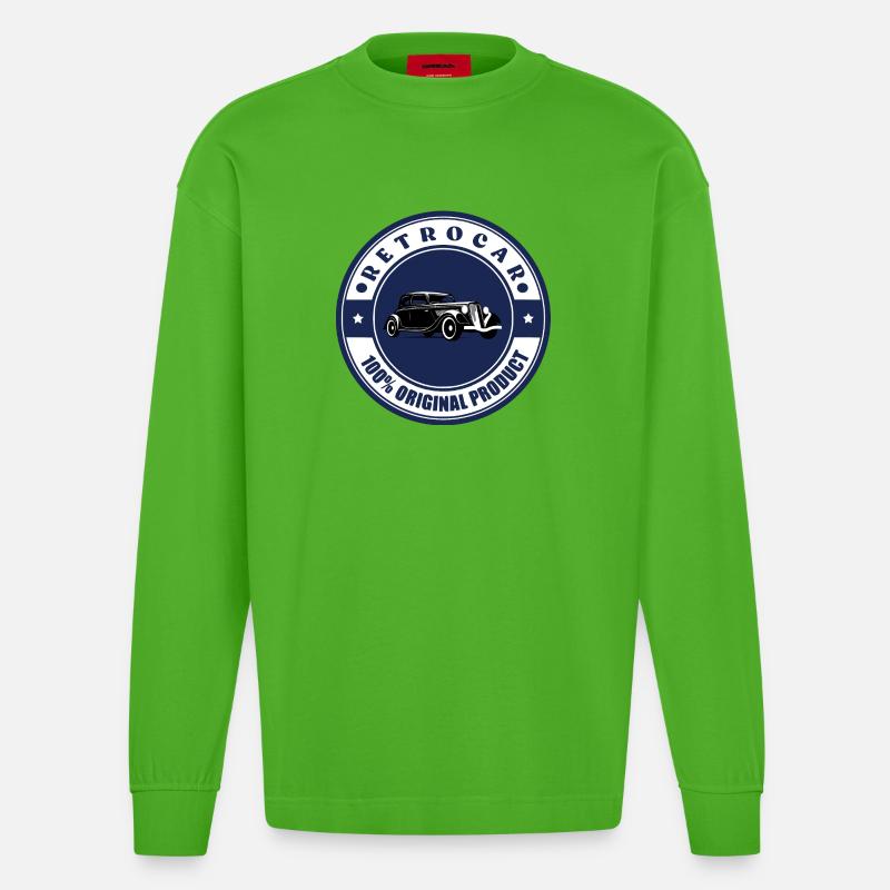Retro-Auto - Heavyweight Oversized Organic Langarmshirt Made in EU - Apple Neon