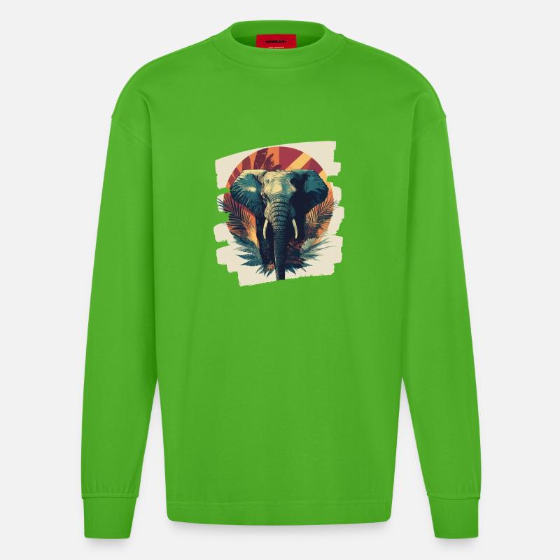 Elefant - Heavyweight Oversized Organic Langarmshirt Made in EU - Apple Neon
