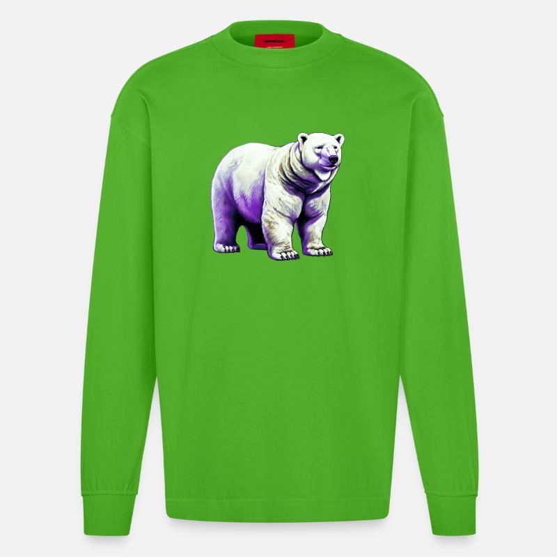 Weißer Eisbär - Heavyweight Oversized Organic Langarmshirt Made in EU - Apple Neon