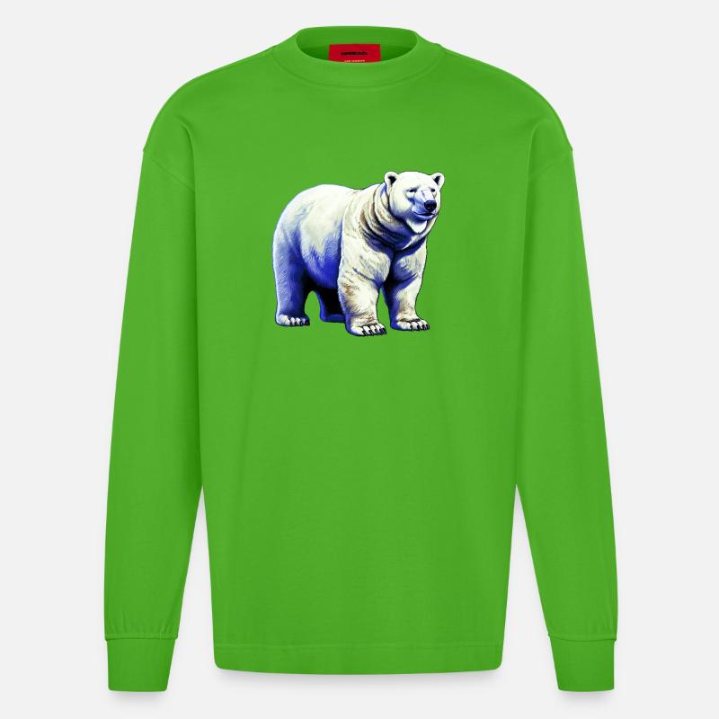Weißer Eisbär - Heavyweight Oversized Organic Langarmshirt Made in EU - Apple Neon