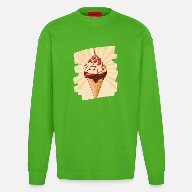 Eiscreme Eis - Heavyweight Oversized Organic Langarmshirt Made in EU - Apple Neon