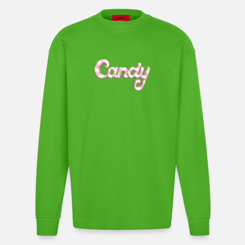 Candy Schriftzug – 3D Render Süßigkeiten Style - Heavyweight Oversized Organic Langarmshirt Made in EU - Apple Neon