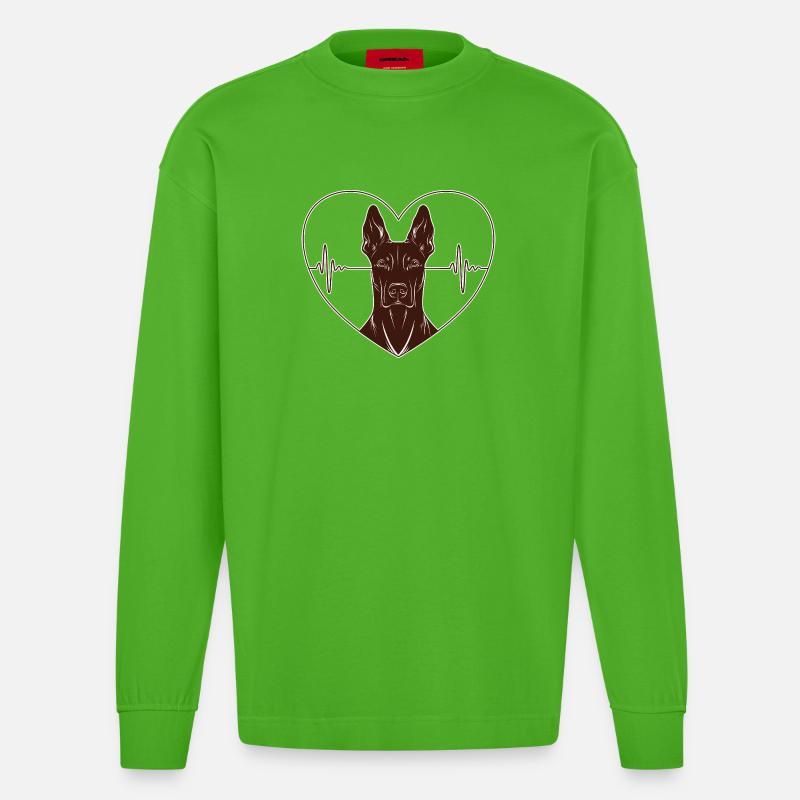 Herz Dobermann Design – Rust Look - Heavyweight Oversized Organic Langarmshirt Made in EU - Apple Neon