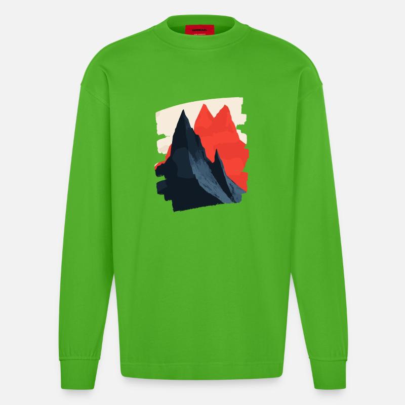 Berge Klettern Kletterer Wandern - Heavyweight Oversized Organic Langarmshirt Made in EU - Apple Neon