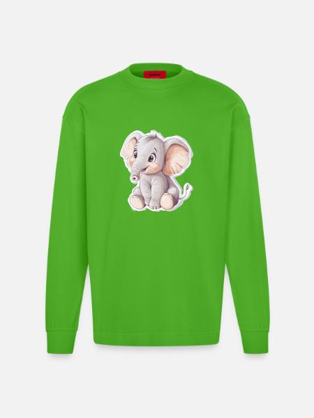 Éléphant - Manches longues bio épais oversize fabriqué en UE - Apple Neon