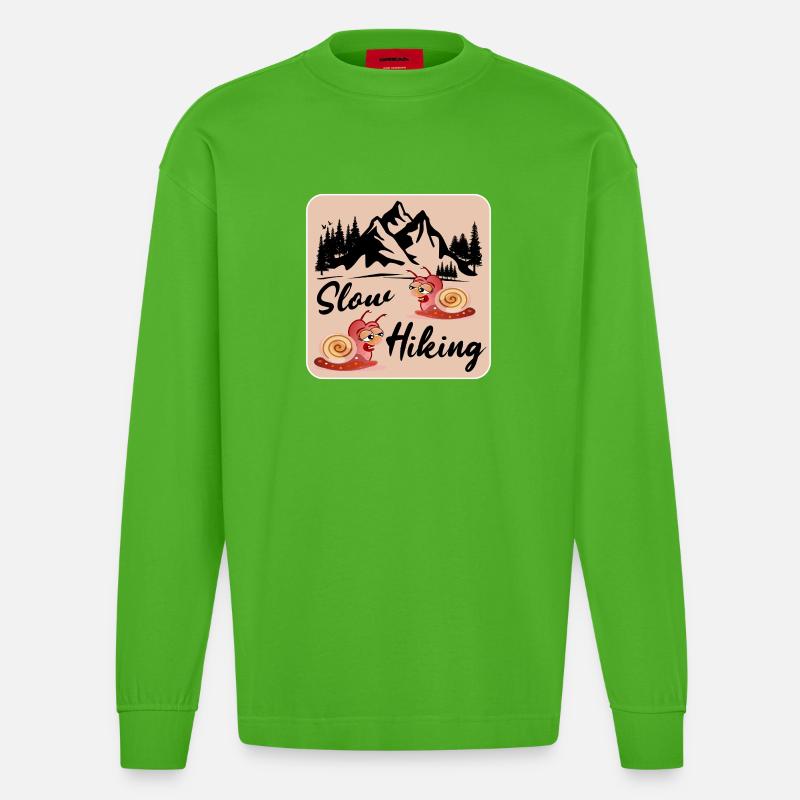 LANGSAM WANDERNDES PAAR SCHNECKE - Heavyweight Oversized Organic Langarmshirt Made in EU - Apple Neon