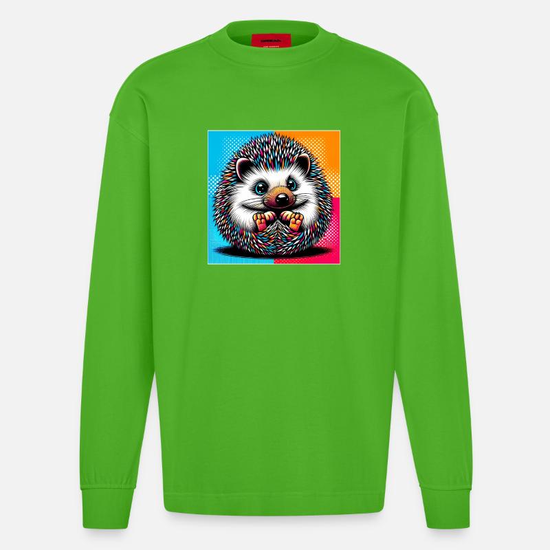Igel - Heavyweight Oversized Organic Langarmshirt Made in EU - Apple Neon