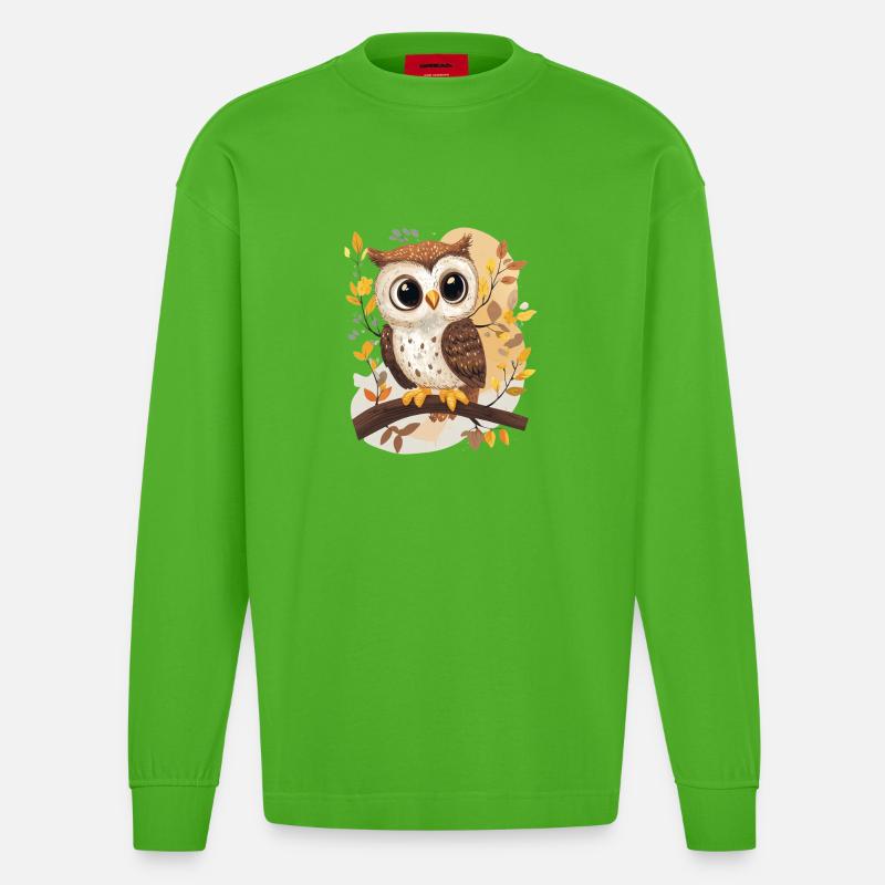 Eule - Heavyweight Oversized Organic Langarmshirt Made in EU - Apple Neon