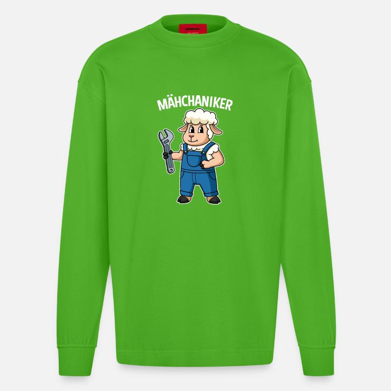 Mechatroniker Auto Mechaniker Techniker Schaf - Heavyweight Oversized Organic Langarmshirt Made in EU - Apple Neon