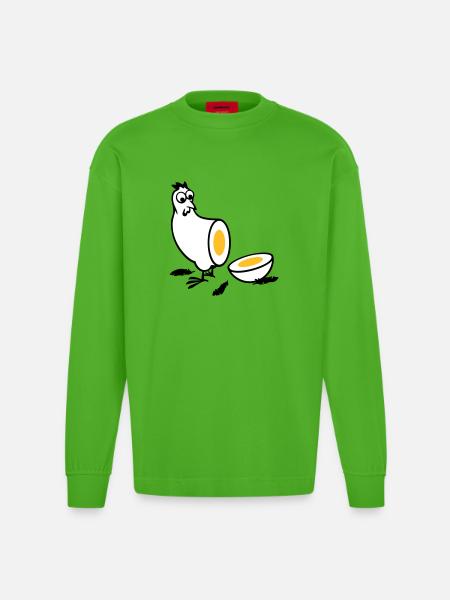 Huhn oder Ei - Heavyweight Oversized Organic Langarmshirt Made in EU - Apple Neon