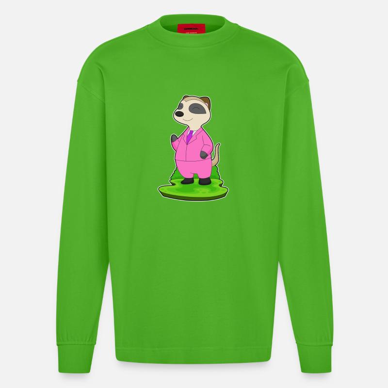 Erdmännchen Bräutigam Anzug Hochzeit - Heavyweight Oversized Organic Langarmshirt Made in EU - Apple Neon