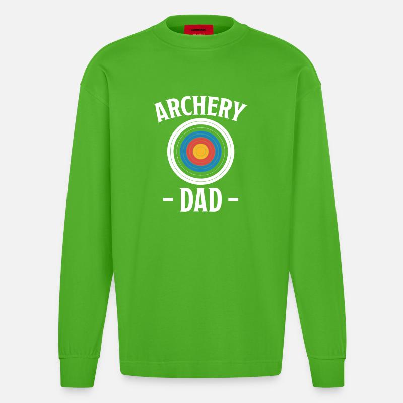 Bogenschießen Spruch Papa Bogenschießen Geschenk - Heavyweight Oversized Organic Langarmshirt Made in EU - Apple Neon