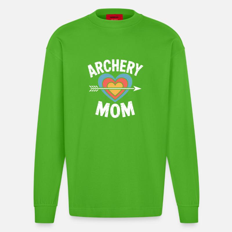 Bogenschießen Spruch Mutter Bogenschießen Geschenk - Heavyweight Oversized Organic Langarmshirt Made in EU - Apple Neon